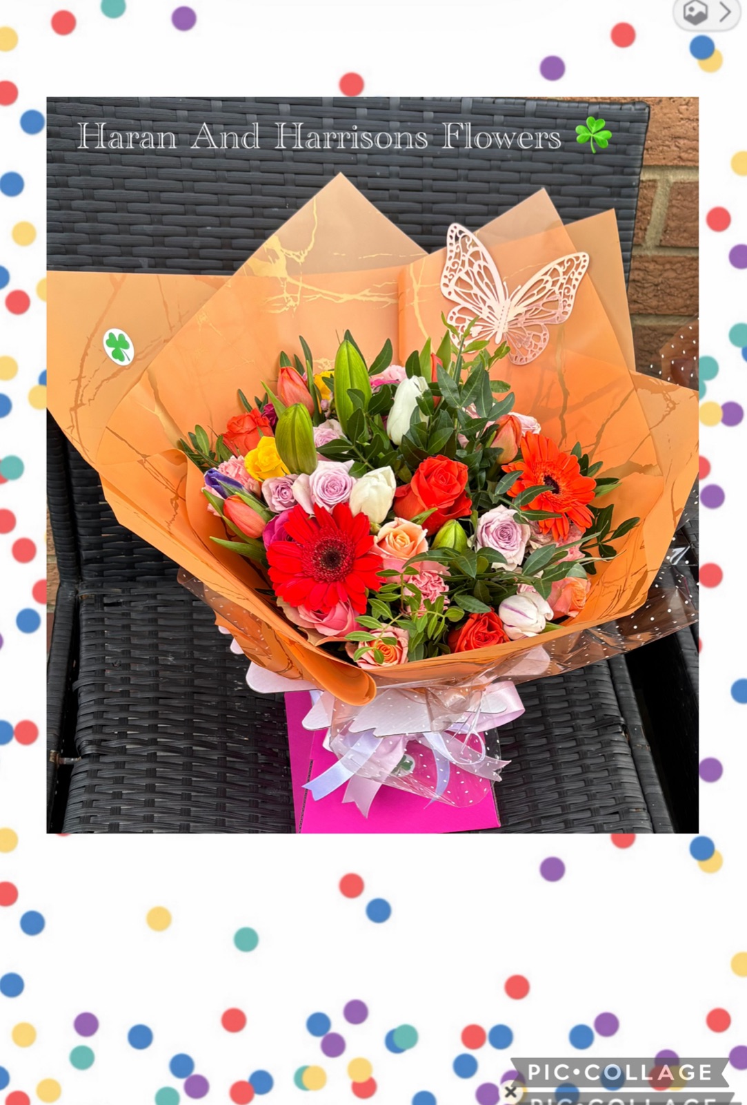Arrangement of flowers and foliage in the shop
